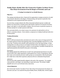 Healthy Homes, Healthy Kids How Farmworker Families Can Better Protect Their Home Environments from the Dangers of Pesticides and Lead