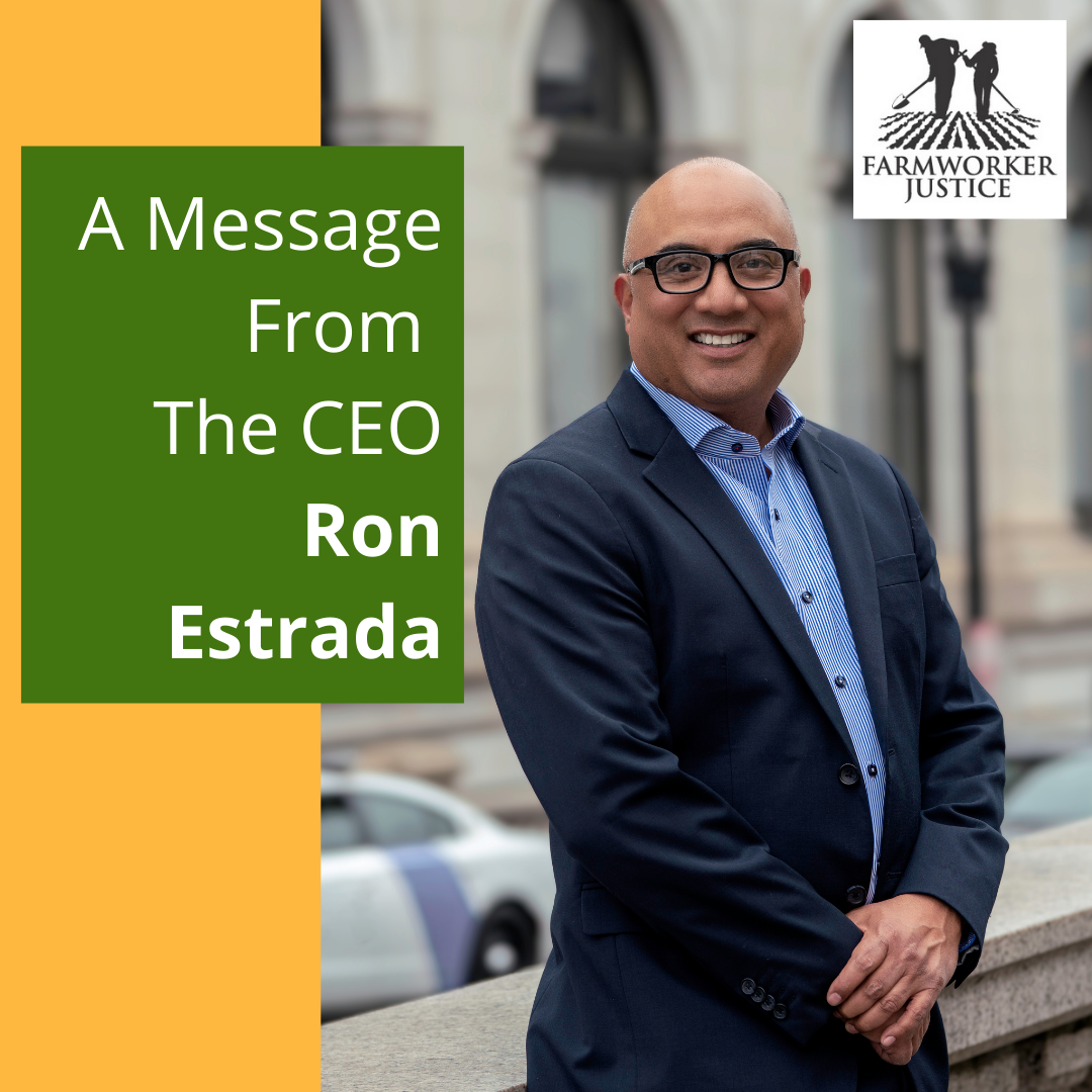 A headshot of Ron Estrada with text that says A Message From The CEO Ron Estrada